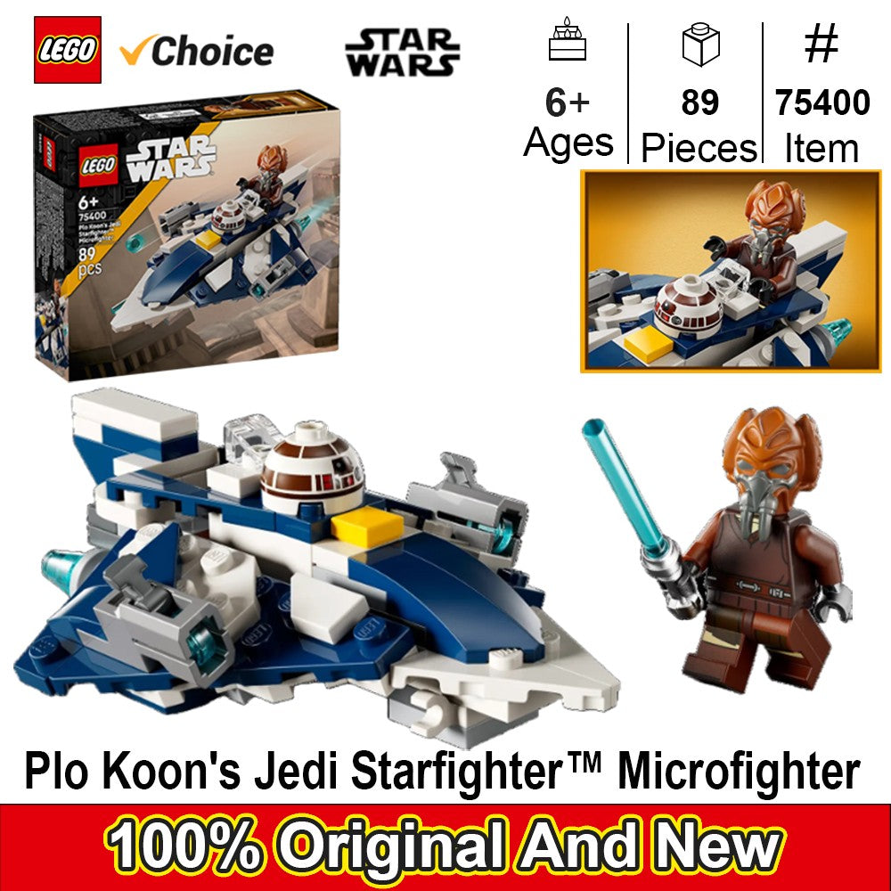 LEGO 75400 Star Wars Microfighter Caça Estelar Jedi de Plo Koon Brinquedo Infantil Playset de Guerras Clônicas e Decoração de Quarto para Meninos e Meninas 89 Peças
