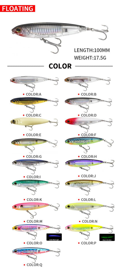 17g Surface Pencil Fishing Lures Walk the Dog Floating Wobbler Laser Artificial Bait for Trout Bass Seawater Swimbait Supplies