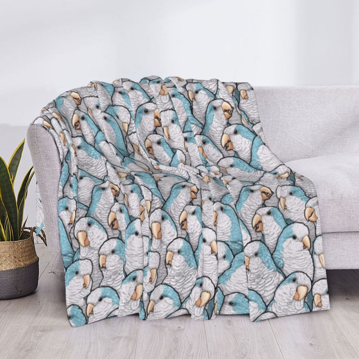 Blue Quaker Monk Parakeets Throw Blanket Flannels Comforter Kid'S sofa bed Blankets