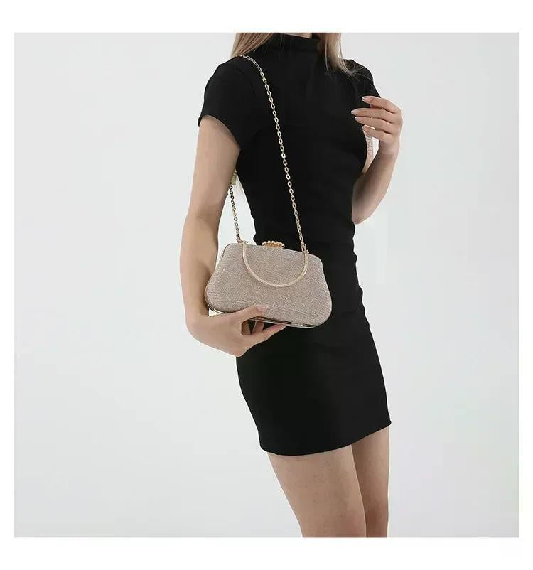 Luxury High Design Women Evening Bag Brand Party Banquet Glitter Bag for Ladies Wedding Clutch Handbag Shoulder Bag Chain Bolsas