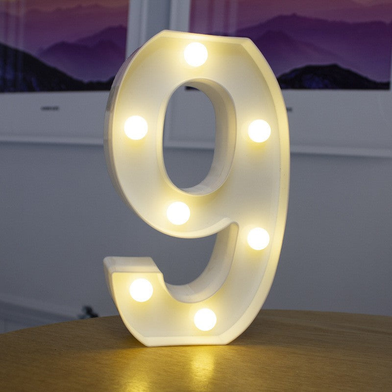 Alphabet Letter LED Lights Luminous Number Lamp Battery Warm Night Light for Home Wedding Birthday Christmas Party Decoration