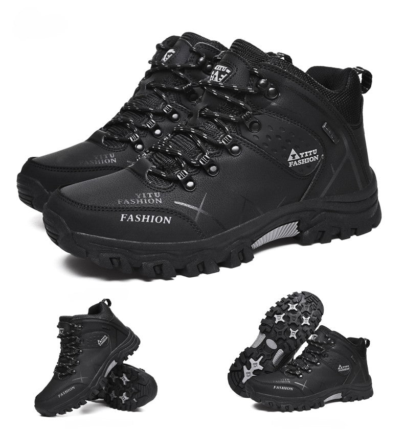Botas de Neve Masculinas de Inverno Impermeáveis de Couro Tênis Super Quentes Botas Masculinas Botas de Caminhada ao Ar Livre Sapatos de Trabalho Tamanho 39-47