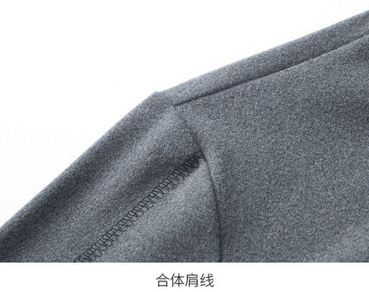 Round Neck Pullover Sweatshirt Men Thermal Underwear Double Fleece Lining Long Sleeve T-Shirt Casual