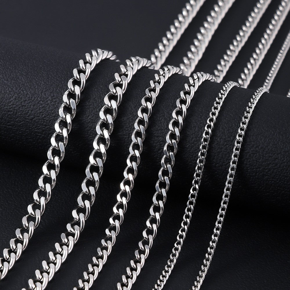 Colares Cubanos Básicos Punk de Aço Inoxidável 3,5,7mm para Homens e Mulheres Corrente de Elo Cor de Ouro Preto Gargantilhas Joias de Metal Sólido