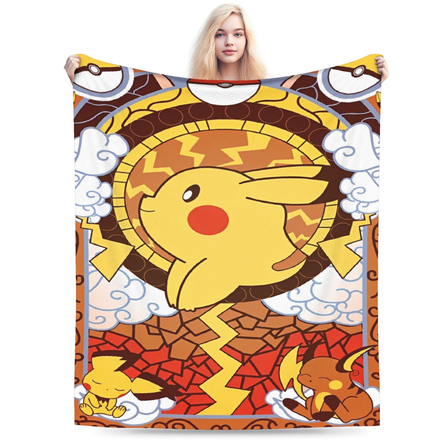 Cobertor de Flanela com Cena Clássica de Pokémon para Cama Super Quente, Mantas para Sofá, Cadeira, Piquenique, Colcha Engraçada, Capa para Sofá-Cama