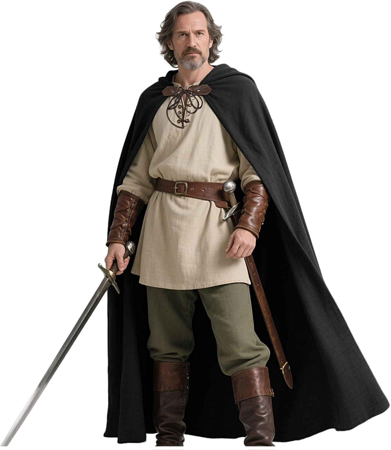 Joukavor Renaissance Hooded Cape Medieval Linen Cloak with Hood for Women Men