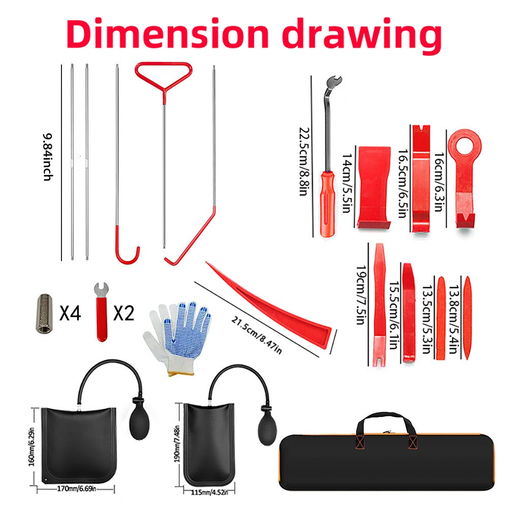 Kit de Ferramentas Automotivas de Abertura de Emergência para Janela de Carro, Chave Perdida, Trancado, Saco de Cunha de Ar, Bomba, Kit de Abertura para Carro e Caminhão