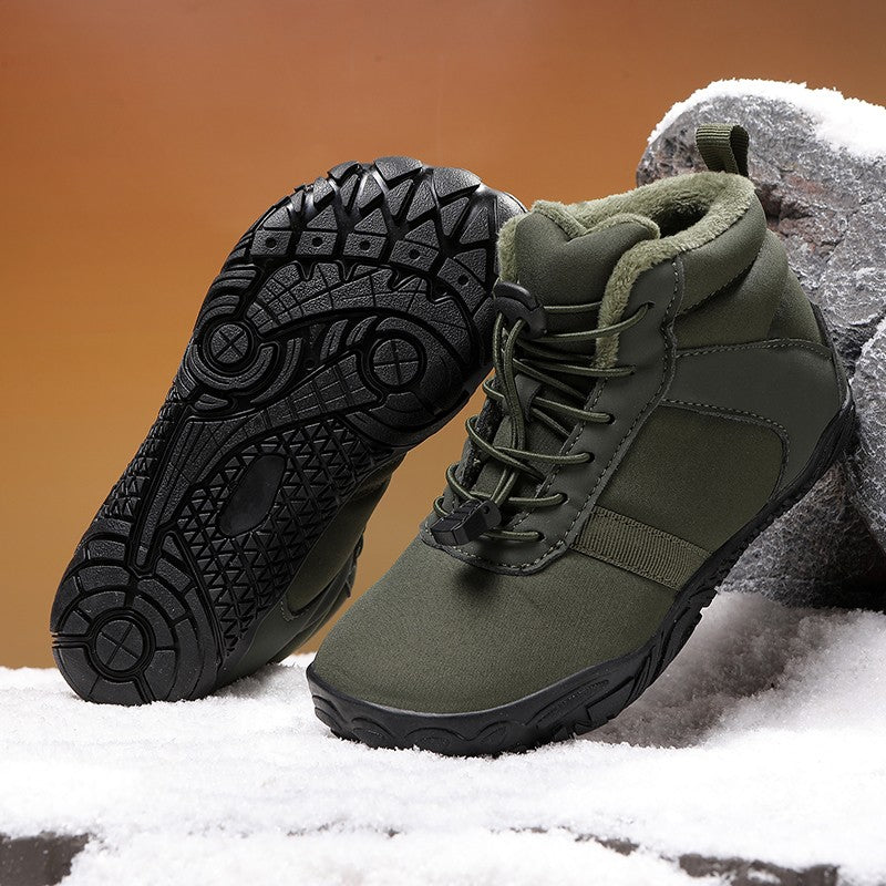 Waterproof Kids Barefoot Snow Boots 2025 New Wide Toe Winter Warm Fur Lined Shoes for Boys Girls Cold Weather Outdoor Sneakers