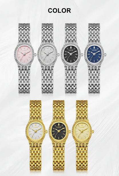 LIGE Golden Women Wristwatch Small Dial Ladies Gold Watch Bracelet Jewelry Quartz Lady Watch Compact Stylish Luxury Women Watch
