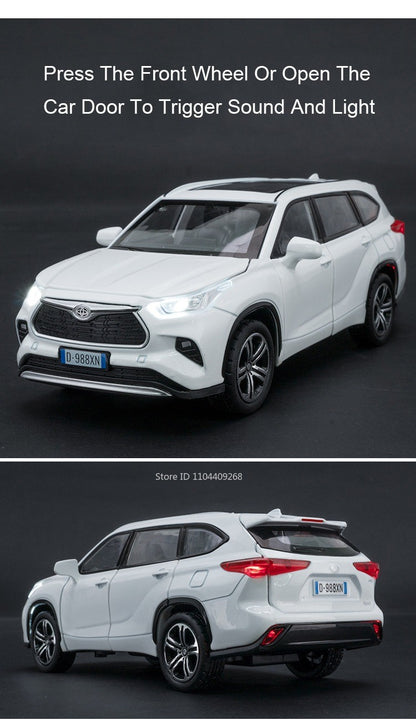 1:32 Scale Highlander GR86 Sports Car Model Toy Metal Diecast Pull Back Veículo em Miniatura Som Luz Modelos Coleção Presente Menino