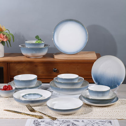 Conjunto de Tigelas de Cerâmica Louça de Osso Porcelana Utensílios de Mesa Combinação de Talheres para Casa Louça de Cerâmica de Alta Qualidade Pratos de Cerâmica Conjuntos de Jantar