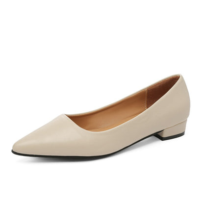 Sapatos Femininos de Couro Pequenos com Salto Quadrado de Boca Rasa e Bico Fino, Elegantes e Modernos, de Salto Alto, Sapatos de Festa Zapatos Mujer