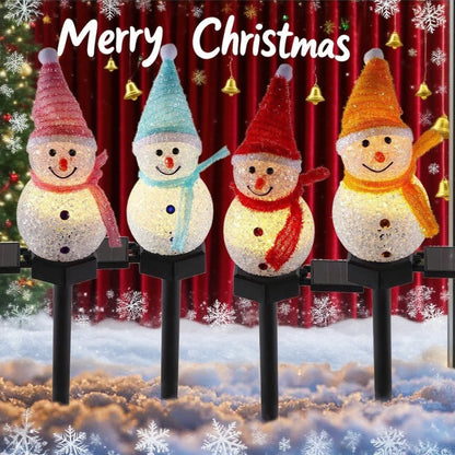 Solar-Powered Christmas Snowman Lights Warm White LED Cute Outdoor Garden Decor Perfect for Christmas Decorations Yard