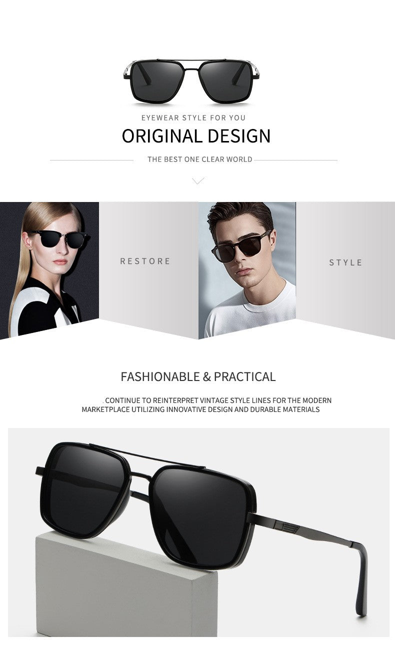 MIZHO Brand Tony Stark Iron Man Sunglasses For Men Driving Fashion COOL High Quality Driving Polarized Sun Glasses UV Protection