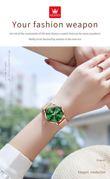 OLEVS 2920 Women's Watch Top Quality Stainless Steel Waterproof Double Calendar Quartz Watch Classic Fashion Luxury Women Watch