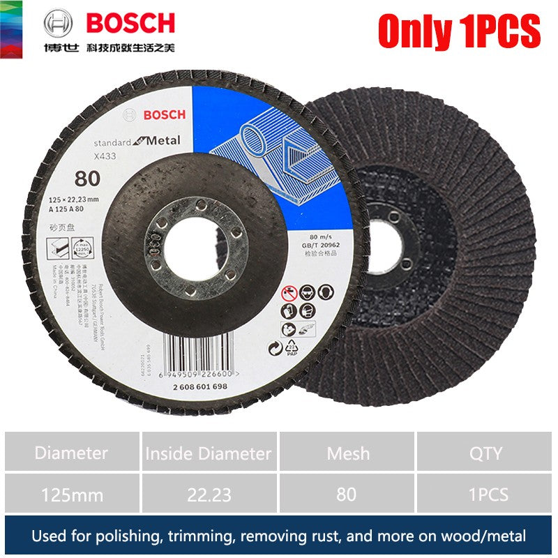 Disco de Polimento BOSCH 125MM Para Madeira/Metal Ferramentas Acessórios para Esmerilhadeira Remoção de Tinta Ferrugem 1 UNIDADE