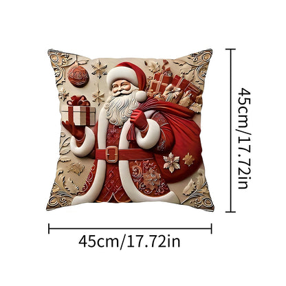 1pcs 2D Christmas Pillow Cover Xmas Party Decoration 2025 Xmas Holiday Santa Claus Pillow Cover Navidad Natal New Year Gift 2026