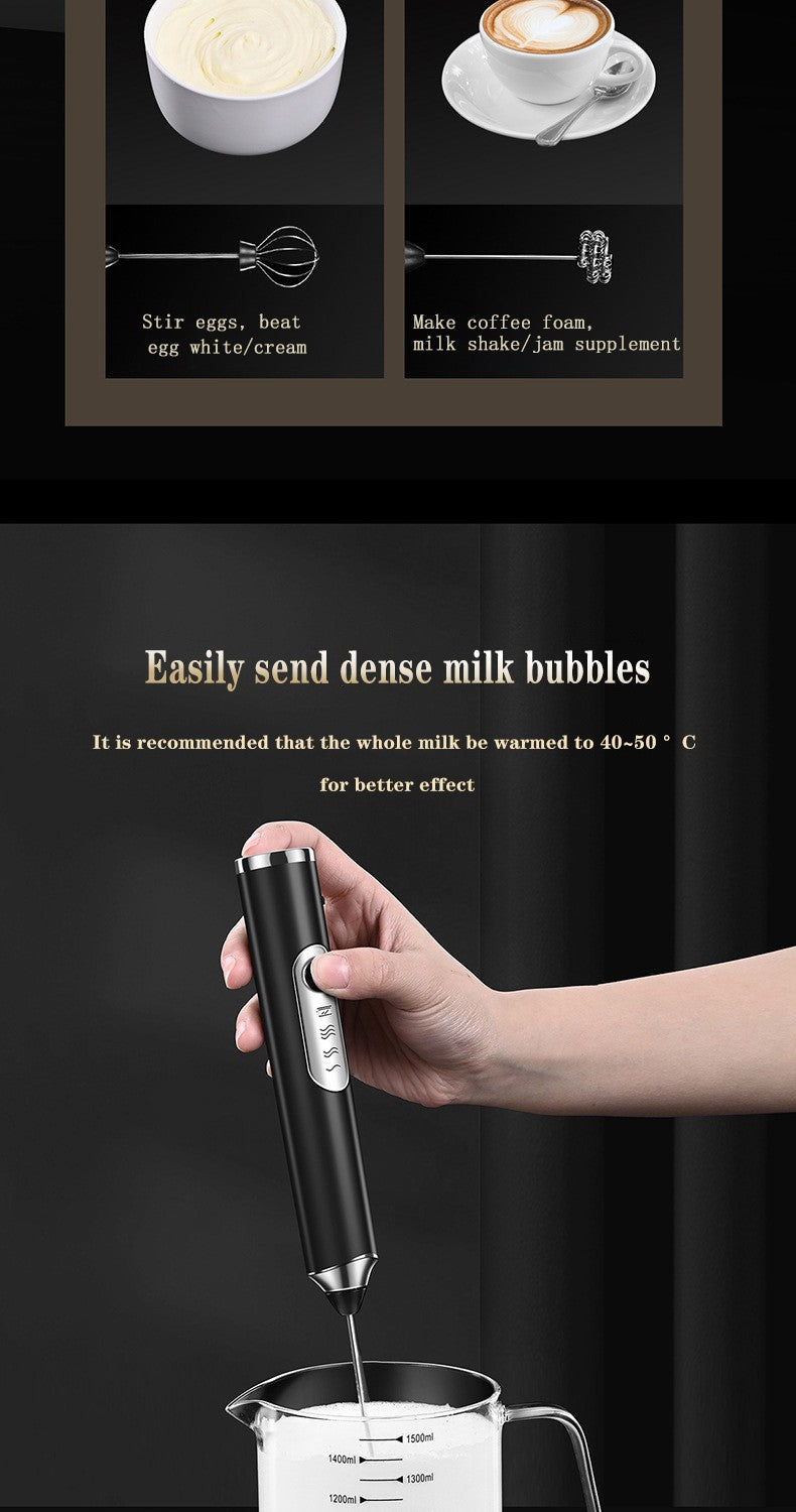 TINSOL Electric Milk Frother Mini Handheld Wireless Power Type-C Charging Convenience Coffee Milk Whipping Kitchen Whisk