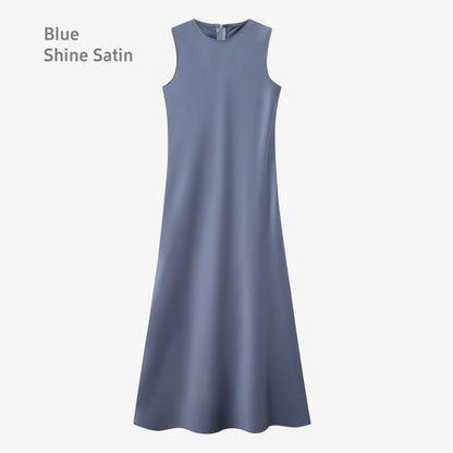 AS 2025 spring summer elegance satin dress + knitted top match set maxi floor le