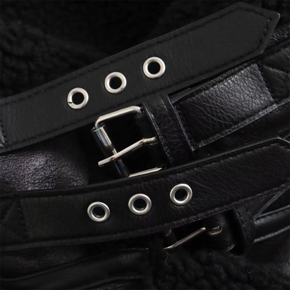 Autumn New Women's European and American Style Loose Fashion with Belt Double sided Collar Jacket Coat