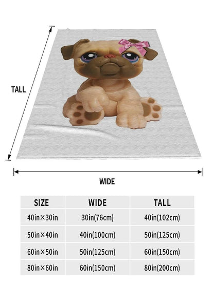 Coquette Bulldog Flannel Throw Blanket Warm Plush Blankets for Bed Home Picnic Couch Soft Bedding LPS Littlest Pet Shop