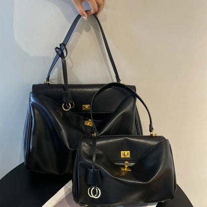 1pc Luxury Calfskin Woman Shoulder Bags Autumn Winter Genuine Leather Women Totes Fashion portable Gold Buckle Women HandBags