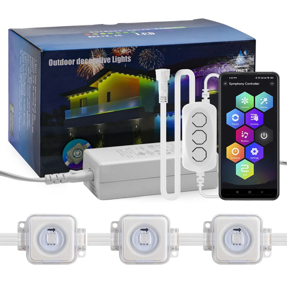 5054 16703IC(WS2812B WS2811) Outdoor Eaves LED Light String Kit 2.4G BEL+WIFI Controller Waterproof Light