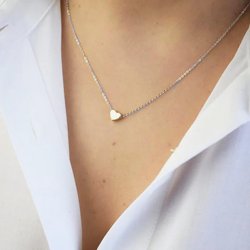 Novos Colares Minimalistas Femininos Gargantilha Coração Pequeno AMOR Colares Delicados Joias da Moda Praia Verão Collares Bijoux