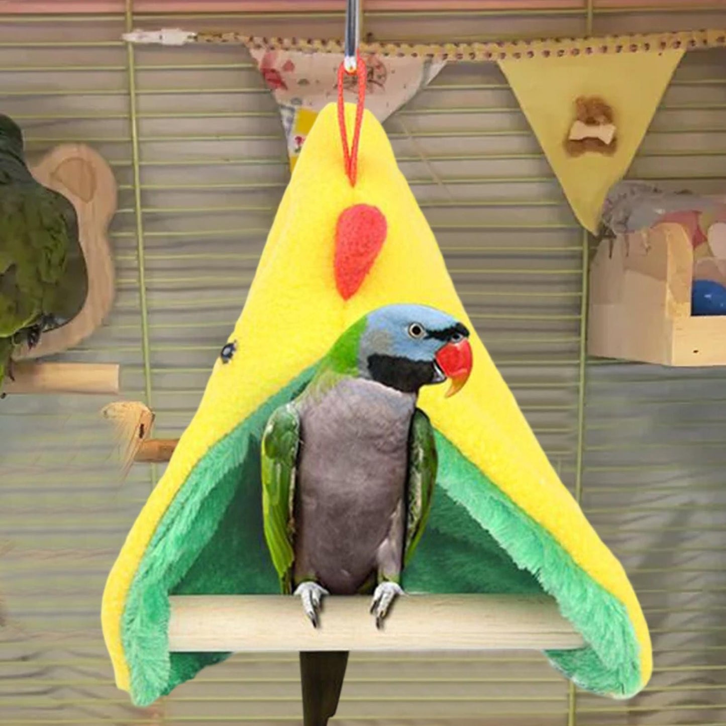 Ninho de Pássaro para Gaiola Pendurável de Inverno Quente Ninho de Descanso de Madeira Triangular para Calopsitas Tentilhões Loja de Animais de Estimação
