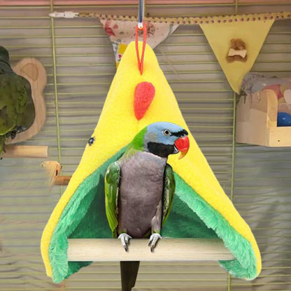 Ninho de Pássaro para Gaiola Pendurável de Inverno Quente Ninho de Descanso de Madeira Triangular para Calopsitas Tentilhões Loja de Animais de Estimação