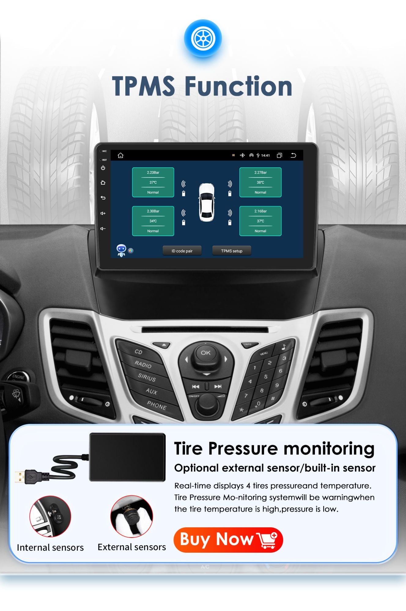 Para Ford Fiesta Mk7 2009-2017 CarPlay sem fio para Apple Android Auto Rádio Automotivo GPS RDS WiFi 4G 8 Núcleos Multimídia Estéreo 2din SWC