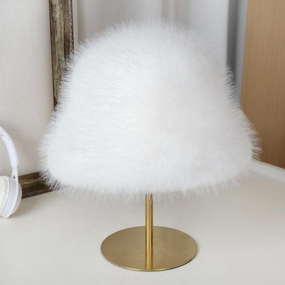 Winter Fluffy Fur Bucket Hat For Women Warm Plush Fisherman Hat Thicken Plush Ear Protection Cap Outdoor Windproof Panama Caps