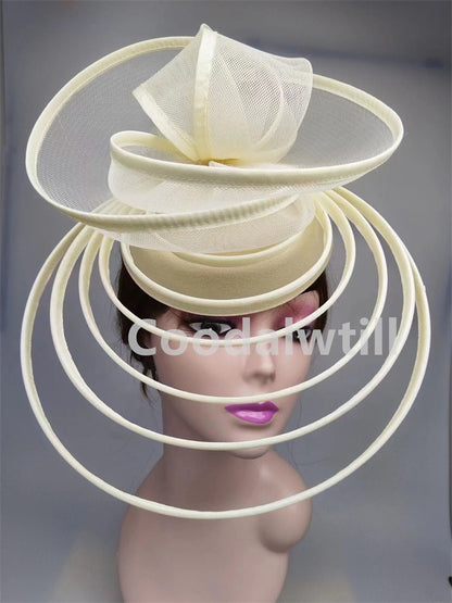 Chapéu Fascinator de Igreja Véu de Casamento de Malha Feminino para Festa Banquete Chapéu Boné Faixa de Cabelo Feminina Festa Chá Royal Ascot Chapéus Pillbox