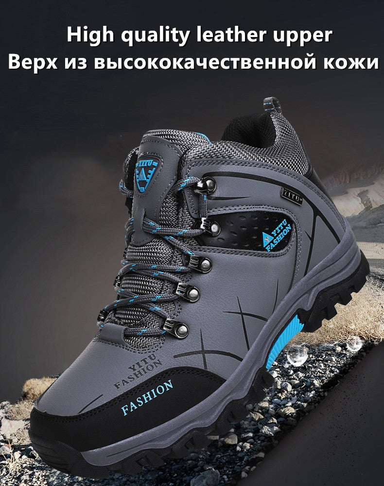 Botas de Neve Masculinas de Inverno Impermeáveis de Couro Tênis Super Quentes Botas Masculinas Botas de Caminhada ao Ar Livre Sapatos de Trabalho Tamanho 39-47