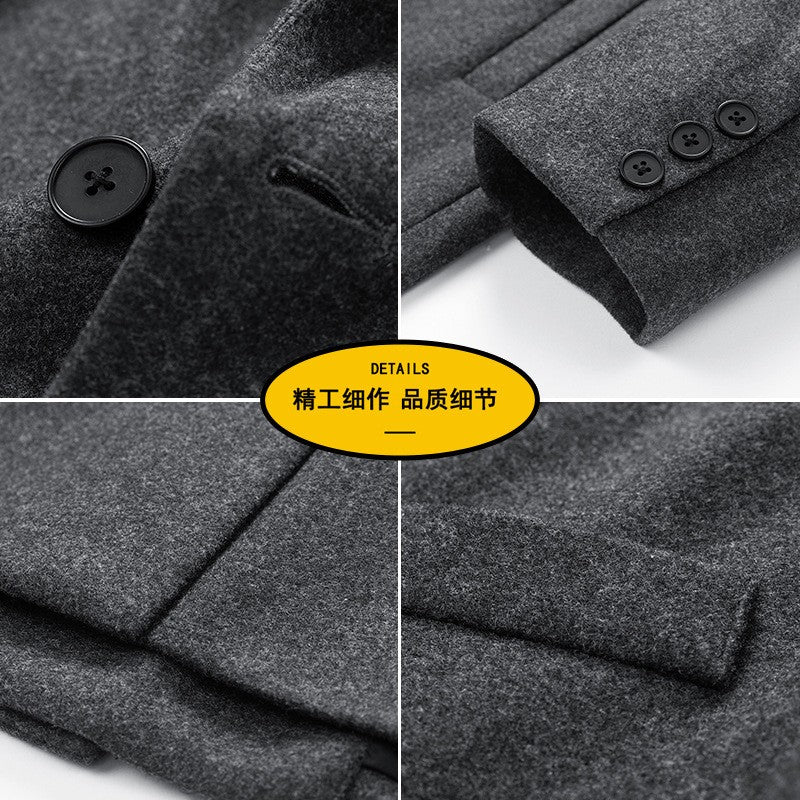 2025 New Men's Knee-Length Wool Blend Overcoat | Korean Style Loose Fit Trench Coat A/W Season | Plus Size Casual Fashion