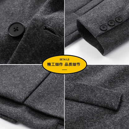 2025 New Men's Knee-Length Wool Blend Overcoat | Korean Style Loose Fit Trench Coat A/W Season | Plus Size Casual Fashion