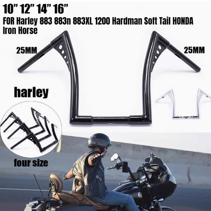 Guidões de motocicleta Glide de 10/12/14/16 polegadas para Harley 883 883n 883XL 1200 Hardman Soft Tail HONDA Iron Horse