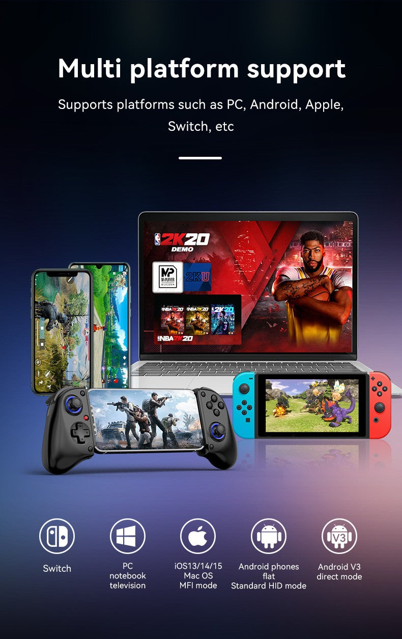 D11 Stretchable Game Controller Hall Trigger Supports Android Phone/Switch/PC/iOS/ Streaming Controller