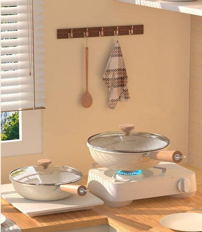 Deepen Non-Stick Frying Pan Wok Medical Stone Household Steak Pancake Pot Induction Cooker Gas Stove Universal Kitchen Cookware