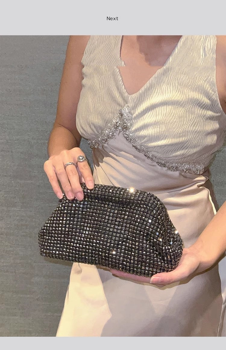 Luxury Glitter Cloud Bag Women's Handbag Crystal Shiny Rhinestones Diamond Evening Bag Wedding Party Clutch Purse Shoulder Bags