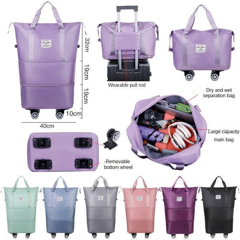 Mala expansível com rodízio universal Grande capacidade de armazenamento para separação de itens secos e molhados Bolsa de viagem e fitness leve
