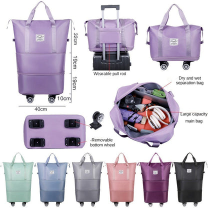 Mala expansível com rodízio universal Grande capacidade de armazenamento para separação de itens secos e molhados Bolsa de viagem e fitness leve