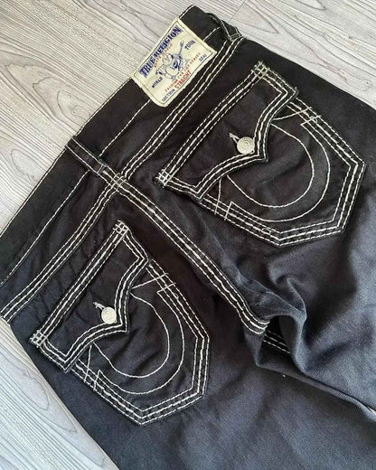 90s Classic Jeans Straight Low Waist Pants Y2K Embroidery Figure Fashion Casual Blue Jeans High Street Hip Hop Couples Wear Case