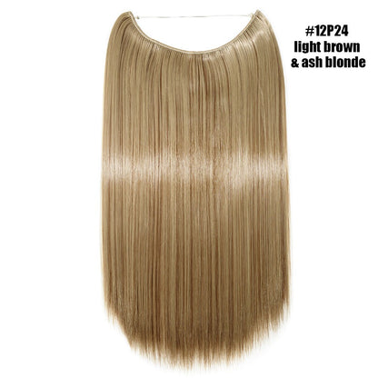 BENEHAIR Cabelo Sintético com Fio Invisível Sem Clipes Extensões de Cabelo Linha Secreta de Pesca Apliques de Cabelo Falso Para Mulheres