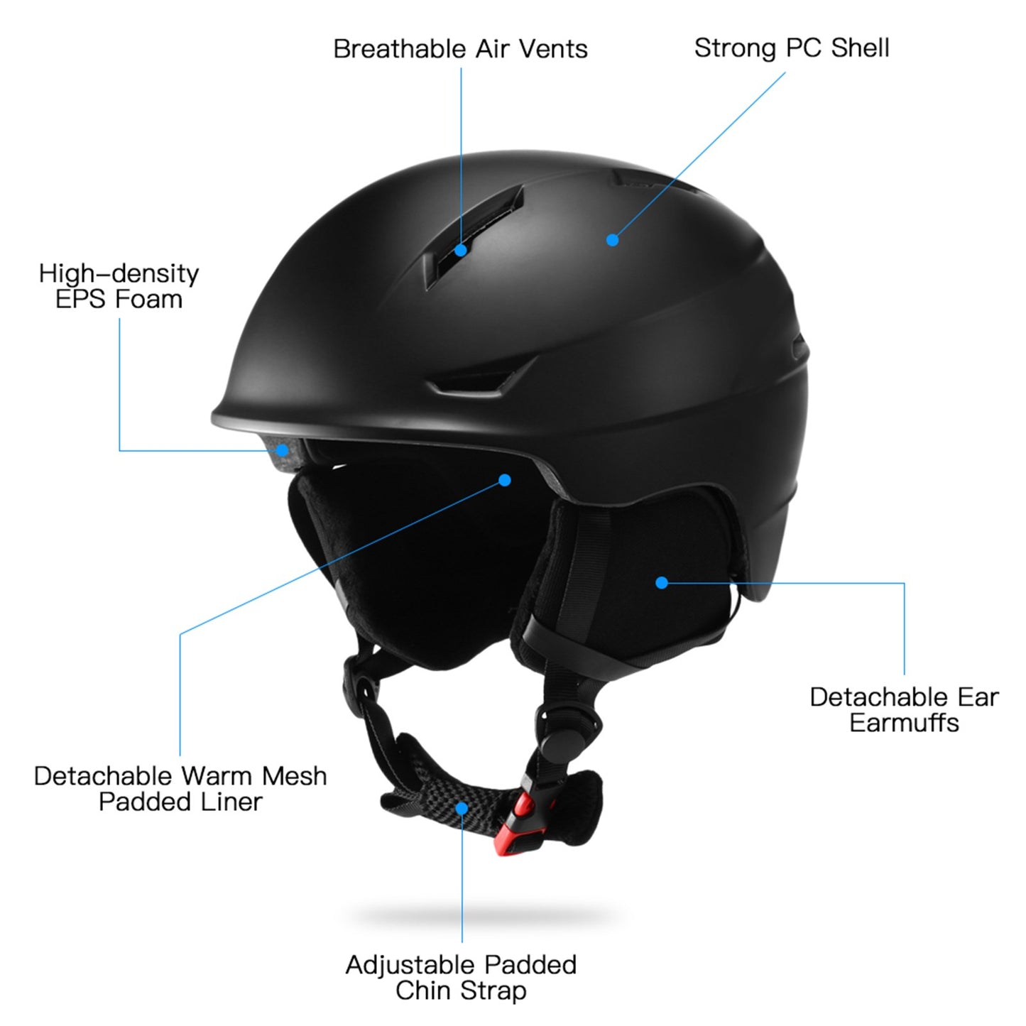 Snowboard Helmet Detachable Earmuff Men Women Safety Skiing Helmet with Goggle Fixed Strap Professional Skiing Snow Sports