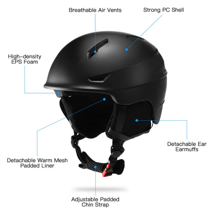 Snowboard Helmet Detachable Earmuff Men Women Safety Skiing Helmet with Goggle Fixed Strap Professional Skiing Snow Sports