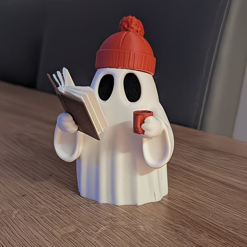 Cute Ghost Reader Figurine Collectible Figurines Ornaments Fashionable And Fun for Christmas Decor Or Living Room/Desk Display