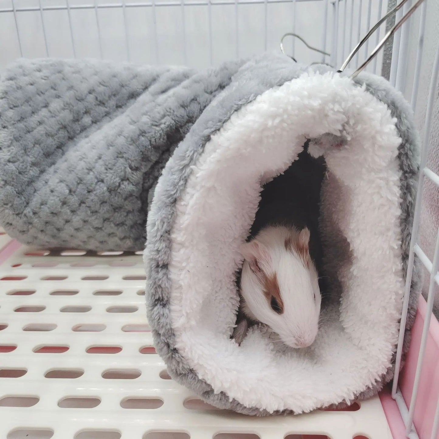 Rede de estimação quente de inverno, rede de hamster de pelúcia espessa de camada dupla, chinchila, porquinho da índia, furão, saco de dormir, gaiola suspensa de hamster