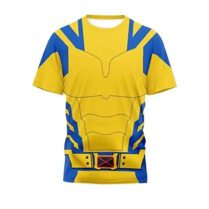 ?Miniso?Summer Men T Shirt Deadpool Wolverine 3 Costume Tshirt For Mne Short Sleeve Superhero Training Uniform Tracksuit Top