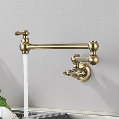 Brushed Gold Rotated Kitchen Sink Faucet Cold Water Tap Brass Basin Sink Swivel Faucets Wall Mounted Faucet